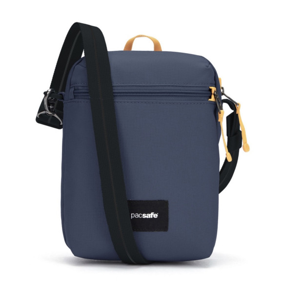 Сумка антивор Pacsafe GO Festival Crossbody, синий, 4,5 л.  Диагональ 7 дюйма • Объем: 4,5 л • Защитная ткань от RFID уязвимости • Блокиратор язычка молнии • Блокировка ремня с поворотным замком • Вшитая в ткань стальная сетка • Вшитые в лямку стальные стропы