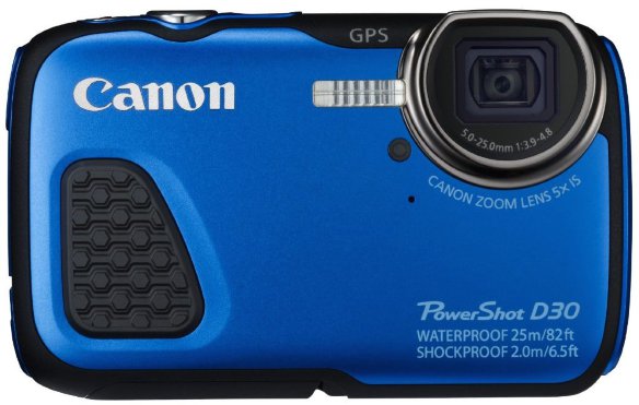 Подводный фотоаппарат Canon PowerShot D30 Blue  Подводный (до 25 м) • ударопрочный (2 м) • морозостойкий • пыленепроницаемый • GPS • 12.1 Мпикс • зум 5х • дисплей 3" • видео FullHD 1080p