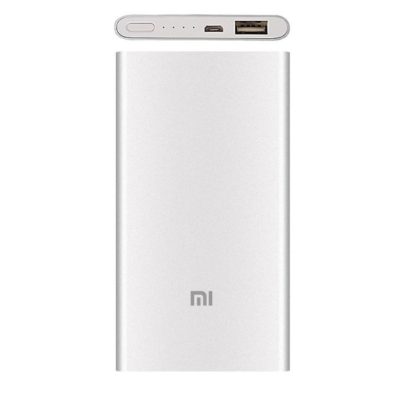 Ультра-тонкий внешний аккумулятор 5000 mAh Xiaomi Mi Power Bank Super Slim 5000 Silver  Очень тонкий (9.9 мм) • Емкость 5000 мА⋅ч • Максимальный ток 1.5 А • Разъем USB • Утрапрочный корпус — выдерживает 50 кг