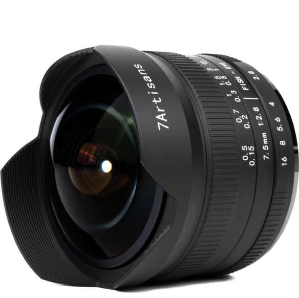 Объектив 7Artisans 7.5mm F2.8 II Fisheye X-mount  Байонет объектива X-mount (Fujifilm) • Покрытие матрицы APS-C • Фокусное расстояние 7.5 мм • Фокусировка ручная • Максимальная диафрагма f/2.8 • Минимальная диафрагма F/16 • Угол зрения диагональ 190°