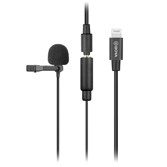 Петличный микрофон BOYA BY-M2 Lightning MFI  Совершенное звучание • Петличный микрофон с переходником Lightning • Всенаправленный