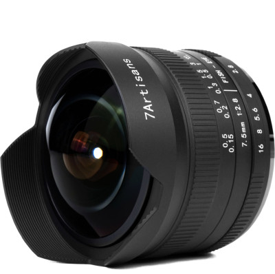 Объектив 7Artisans 7.5mm F2.8 II Fisheye Micro 4/3  Байонет объектива Micro 4/3 • Покрытие матрицы APS-C • Фокусное расстояние 7.5 мм • Фокусировка ручная • Максимальная диафрагма f/2.8 • Минимальная диафрагма F/16 • Угол зрения диагональ 190°