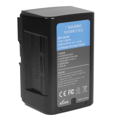 Аккумулятор Ruibo BP-285W V-mount 285Втч  Вид аккумулятора : V-mount • Напряжение : 14.8 В • Энергия аккумулятора : 285 Втч • Порты : USB, D-Tap (P-Tap)