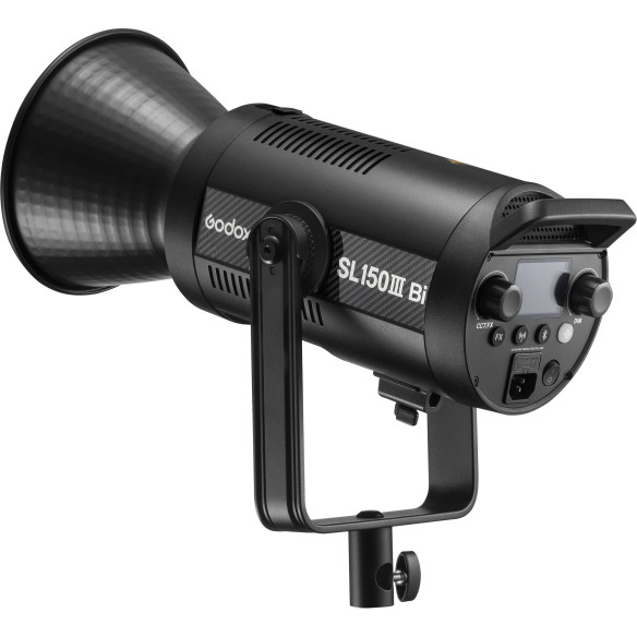 Осветитель Godox SL150III Bi студийный   • Вид осветителя: моноблок • Мощность макс. 160 Вт • Цветовая температура	2800K~5600K • Пульт 2,4ГГц / приложение Godox Light (через Bluetooth) / панель управления