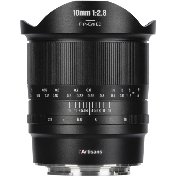 Объектив 7Artisans 10mm F2.8 Fisheye Mark II E-mount  Байонет объектива E-mount (Sony) • Покрытие матрицы Fullframe • Фокусное расстояние 10 мм • Конструкция 11 элементов в 8 группах • Фокусировка ручная • Максимальная диафрагма f2.8 • Минимальная диафрагма f16 • Минимальная дистанция фокусировки 150 мм