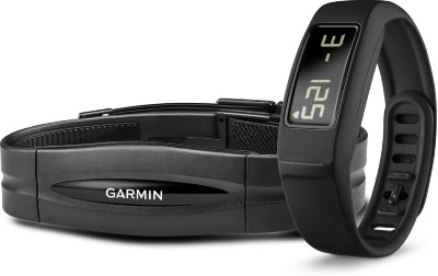 Умный фитнес-браслет с часами и нагрудным пульсометром Garmin Vivofit 2 Bundle HRM Black