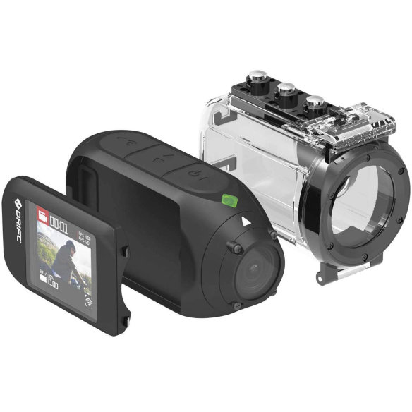 Экшн-камера Drift Ghost 4K MC + LCD дисплей, водонепроницаемый бокс, кейс  4К разрешение при 30 кадр/сек • Модульная конструкция • 2 встроенных микрофона с шумоподавлением • Стабилизация видео и встроенный гироскоп • Дополнительные модули - LCD дисплей • Внешний аккумулятор • 4G модуль