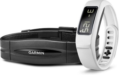Умный фитнес-браслет с часами и нагрудным пульсометром Garmin Vivofit 2 Bundle HRM White