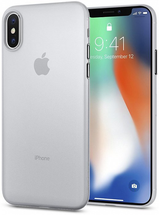 Чехол Spigen Air Skin Soft Clear для iPhone X/XS (057CS22115)  Самая тонкая и прочная накладка • Внутреннее полимерное покрытие