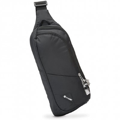 Сумка-антивор на пояс Pacsafe Vibe 150 Black  Отделение для iPad • 2 боковых кармана • Сетка-карман на молнии в переднем отделении