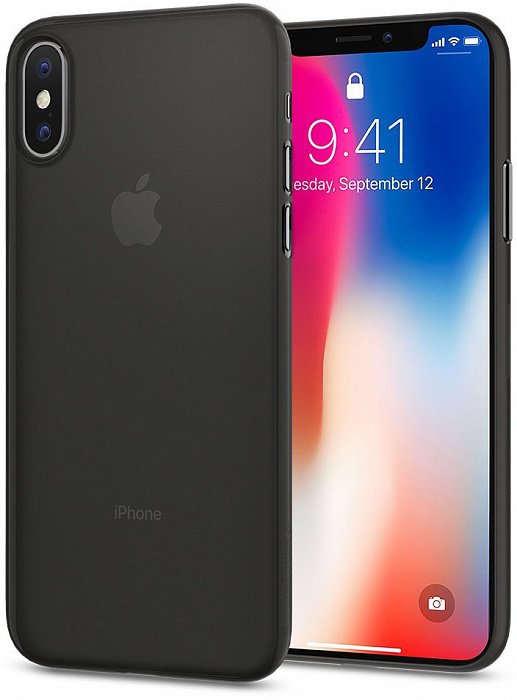 Чехол Spigen Air Skin для iPhone X/XS Black (057CS22114)  Самая тонкая и прочная накладка • Внутреннее полимерное покрытие