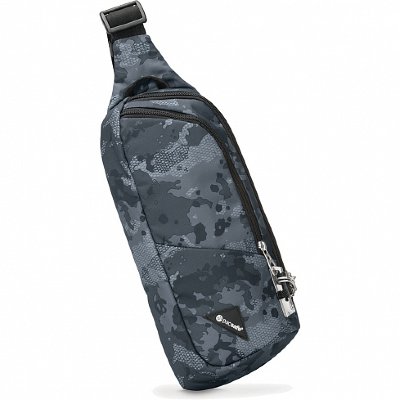 Сумка-антивор на пояс Pacsafe Vibe 150 Grey Camo  Отделение для iPad • 2 боковых кармана • Сетка-карман на молнии в переднем отделении