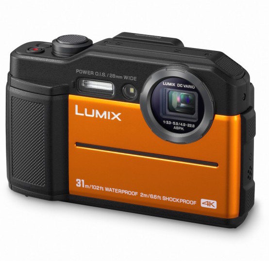Подводный фотоаппарат Panasonic Lumix DC-FT7 Orange  Подводный (до 30 м) • ударопрочный (до 2 м) • морозостойкий (до -10°C) • пыленепроницаемый •  барометр • альтиметр • 20 Мпикс • зум 4,6х • дисплей 3" • видео FullHD 4K