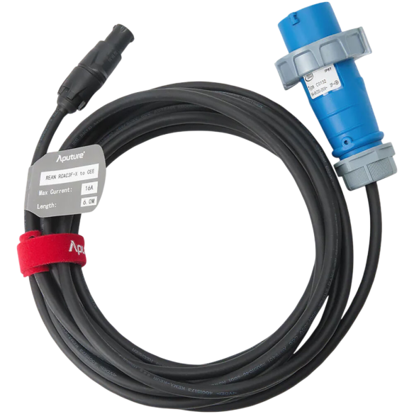 Кабель силовой Aputure для NOVA II RCAC3F-X - CEE 16A AC 6м  Подключение: CEE 16A, RCAC3F-X • Пропускная способность 20А • Длина кабеля 6000 мм • Совместимость: NOVA II 2x1, NOVA II 1x1, NOVA 9° 2x1