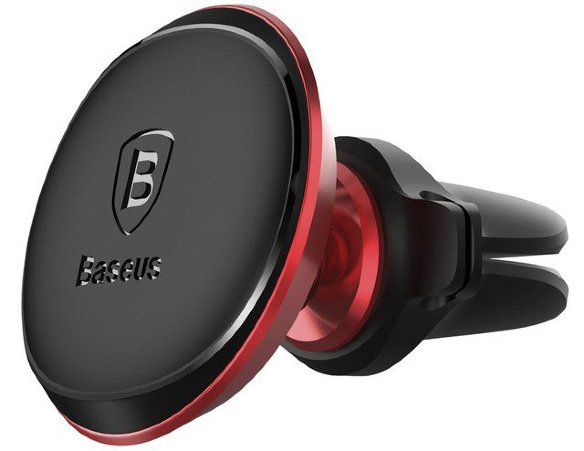 Автомобильный магнитный держатель Baseus Air Vent Car Mount Holder Red  Держатель для кабелей • Поворотная конструкция на 360 градусов • Магнитное крепление