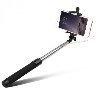 Селфи-палка (монопод) Baseus Selfie Stick Pro Phone Black с проводом и зеркалом