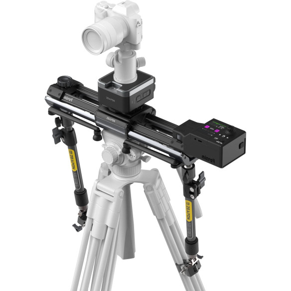 Моторизированный слайдер Zeapon Micro4 E500+PONS Pan Kit, 2 оси (TZ-13)  Двусторонний слайдер обеспечивает ход 59 см в корпусе размером 37,8 см • Грузоподъемность 12 кг в горизонтальном положении • Грузоподъемность 4,5 кг в вертикальном или диагональном положении • 45° направляющая распределяет вес для плавного движения