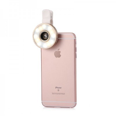 Объектив + кольцо с селфи-лампой для iPhone и других телефонов — 6 in 1 Lens With Selfie Ring Gold