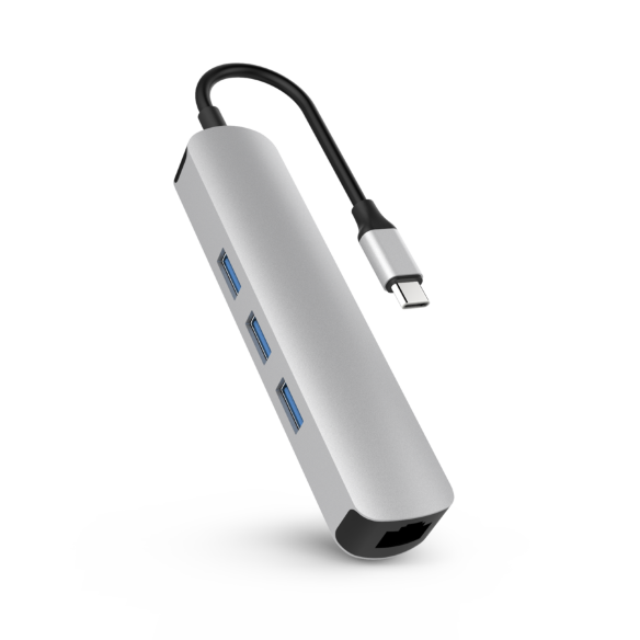 Универсальный USB-хаб HyperDrive 6-in-1 USB-C Silver  Простое подключение • 6 портов • Алюминиевый корпус • Возможность зарядки ноутбука