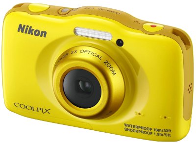 Подводный фотоаппарат Nikon Coolpix S32 Yellow  Подводный (до 10 м) • ударопрочный (1,5 м) • морозостойкий • пыленепроницаемый • 13 Мпикс • зум 3х • дисплей 2,7" • видео FullHD 1080p