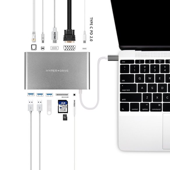 USB-хаб (концентратор) HyperDrive Ultimate USB-C Space Grey для MacBook, PC и устройств с USB-C  Множество разъемов • Подключение при помощи USB-C • Алюминиевый корпус