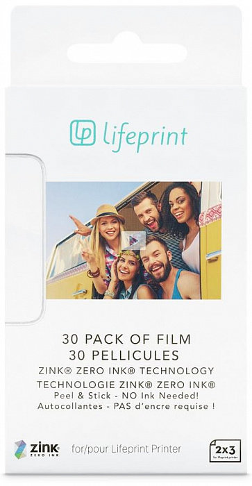 Фотобумага для принтера LifePrint 2x3 — 30 штук  Клейкий слой на тыльной стороне • 30 листов в упаковке • Технология печать ZINK