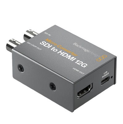 Микро конвертер Blackmagic Micro Converter SDI - HDMI 12G  Стандарты HDCP: 2.2 HDR SMPTE: 259M/292M/296M/424M/425M/ST-2081-1/ST-2081 10/ST-2082-1/ST-2082-10/ST-2084 • Питание сетевой адаптер • Мощность (макс) 4 Вт • Вход 4,4-5,25 В • Температурный диапазон 0°/40° C