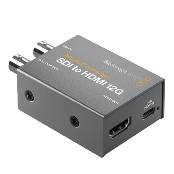 Микро конвертер Blackmagic Micro Converter SDI - HDMI 12G  Стандарты HDCP: 2.2 HDR SMPTE: 259M/292M/296M/424M/425M/ST-2081-1/ST-2081 10/ST-2082-1/ST-2082-10/ST-2084 • Питание сетевой адаптер • Мощность (макс) 4 Вт • Вход 4,4-5,25 В • Температурный диапазон 0°/40° C