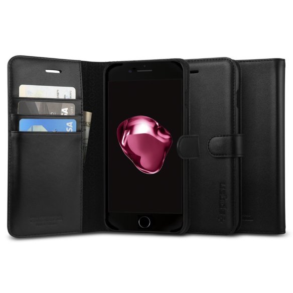 Чехол-портмоне Spigen для iPhone 8/7 Plus Valentinus Black 043CS20984  Портмоне для вашего iPhone 8/7 Plus из натуральной кожи премиум-класса.