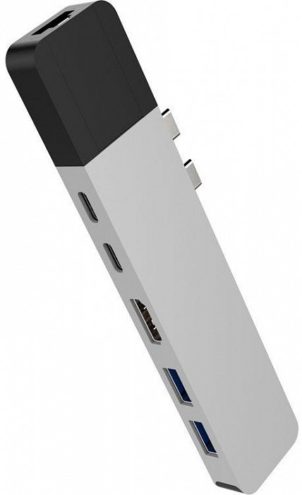 USB-хаб HyperDrive NET 6-in-2 Silver для USB-C MacBook Pro 13&quot;/15&quot; 2016/2017/2018 и MacBook Air 2018  Простое подключение • 6 портов • Алюминиевый корпус • Возможность зарядки ноутбука