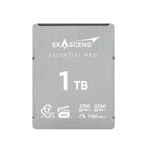 Карта памяти Exascend CompactFlash Essential Pro CFexpress 4.0 Type B 1TB  Интерфейс PCI-Express 4.0 • Вид накопителя CFExpress Type B • Объём памяти 1 Тб • Скорость чтения 3750 МБ/с • Скорость записи 3350 МБ/с • Температурный диапазон от -12 до 72°C