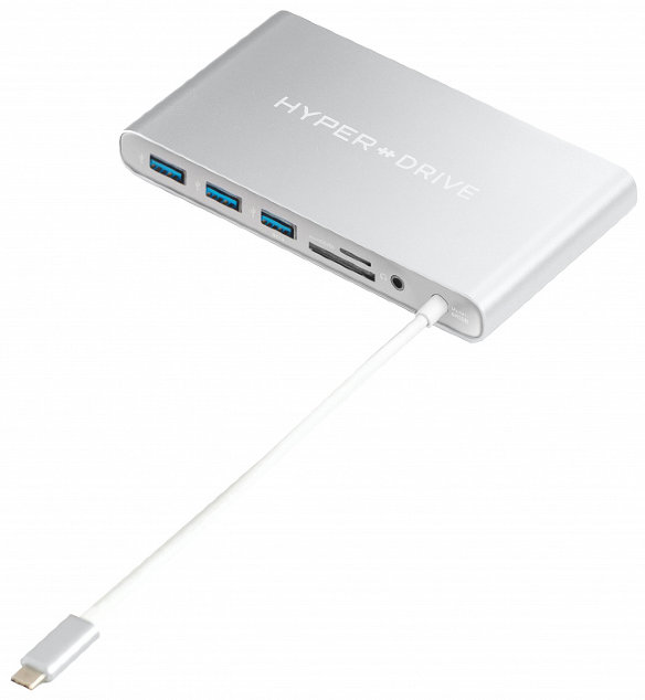 USB-хаб (концентратор) HyperDrive Ultimate USB-C Silver для MacBook, PC и устройств с USB-C  Множество разъемов • Подключение при помощи USB-C • Алюминиевый корпус