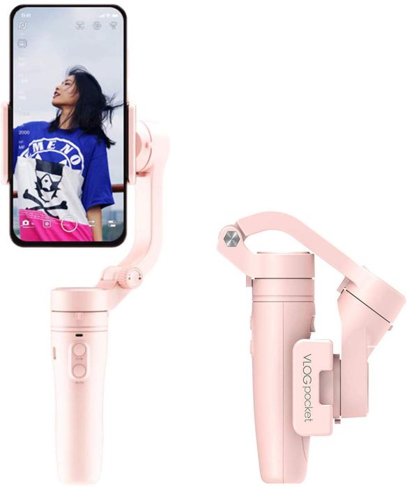 Стабилизатор (стедикам) Feiyu VLOG Pocket Pink для iPhone и других смартфонов  Предназначен для съемки влогов • Самый легкий складной стедикам для смартфонов  • Поддерживает встроенную камеру смартфона