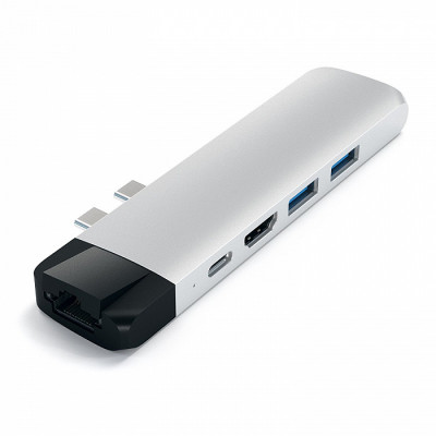 USB-хаб Satechi Aluminum Pro Hub with Ethernet Silver для MacBook Air / MacBook Pro