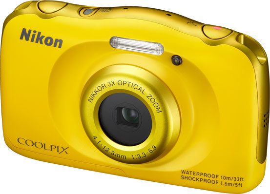 Подводный фотоаппарат Nikon Coolpix S33 Yellow  Подводный (до 10 м) • ударопрочный (1,5 м) • морозостойкий • пыленепроницаемый • 13 Мпикс • зум 3х • дисплей 2,7" • видео FullHD 1080p
