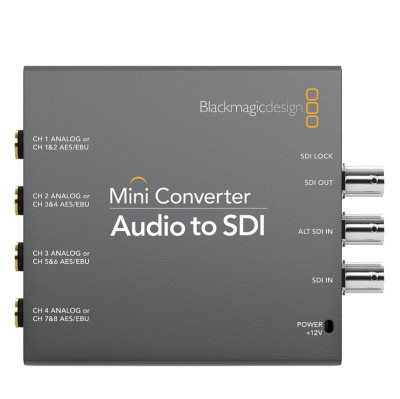 Мини конвертер Blackmagic Mini Converter Audio - SDI  Разрешение видео: 2K DCI/23,98p/24p/25p, 2K DCI/23,98PsF/24PsF/25PsF, 720p/50/59,94/60, 1080i/50/59,94/60, 1080p/23,98/24/25/29,97/30/50/59,94/60, 1080PsF/23,98/24/25/29,97/30 • Питание сетевой адаптер • Мощность (макс) 8.4 Вт • Вход 12 В • Подключение SDI • Совместимость Mac Os 10.14+, Windows 8.1 +