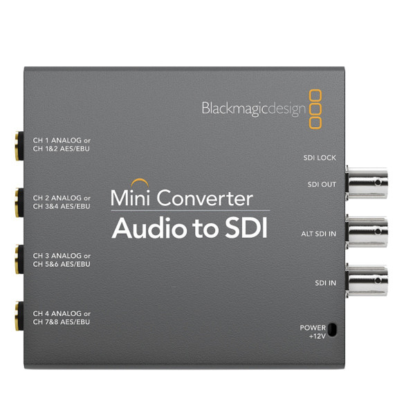 Мини конвертер Blackmagic Mini Converter Audio - SDI  Разрешение видео: 2K DCI/23,98p/24p/25p, 2K DCI/23,98PsF/24PsF/25PsF, 720p/50/59,94/60, 1080i/50/59,94/60, 1080p/23,98/24/25/29,97/30/50/59,94/60, 1080PsF/23,98/24/25/29,97/30 • Питание сетевой адаптер • Мощность (макс) 8.4 Вт • Вход 12 В • Подключение SDI • Совместимость Mac Os 10.14+, Windows 8.1 +