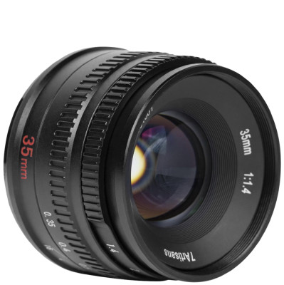 Объектив 7Artisans 35mm F1.4 Mark II APS-C Z-Mount Чёрный  Байонет объектива Z-Mount • Покрытие матрицы APS-C • Фокусное расстояние 35 мм • Фокусировка ручная • Максимальная диафрагма f1.4 • Минимальная диафрагма F/16 • Угол зрения диагональ 43°