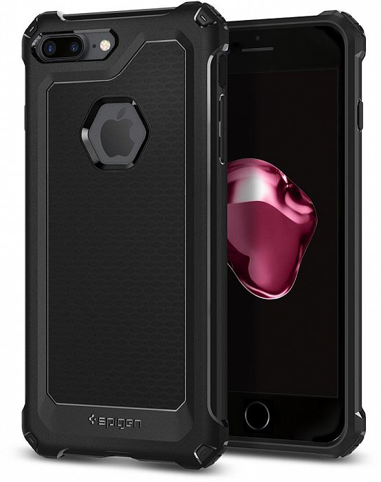 Чехол Spigen Rugged Armor Black для iPhone 8/7Plus (055CS21963)  Стильный дизайн • Двухкомпонентная конструкция • Функция подставки