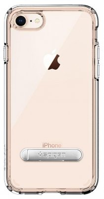 Чехол с подставкой Spigen Ultra Hybrid S для iPhone 8/7 Crystal Clear 054CS22213  Тонкий прозрачный дизайн • Защита от механических воздействий и загрязнений • Удобная ножка-подставка • Возможность использования беспроводной зарядки