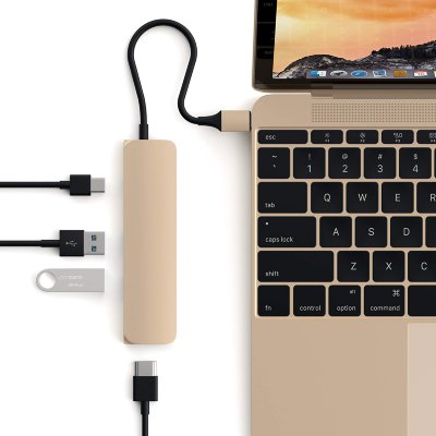 USB-хаб (концентратор) Satechi Aluminum Type-C Slim Multi-Port Adapter 4K Gold для MacBook Pro / Air / iMac / iPad Pro