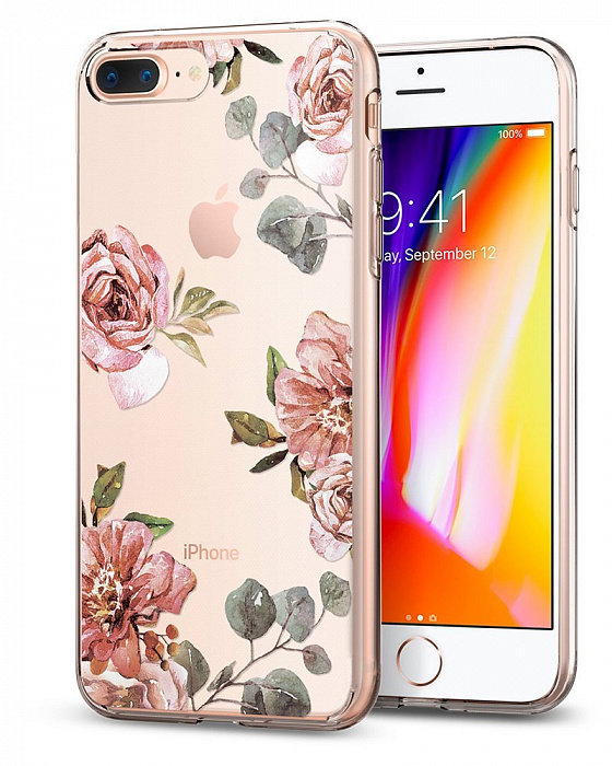 Чехол Spigen для iPhone 8/7 Plus Case Liquid Crystal Rose Aquarelle 055CS22621  Гибкий, прочный материал • Накладки на кнопки • Кристально-прозрачный