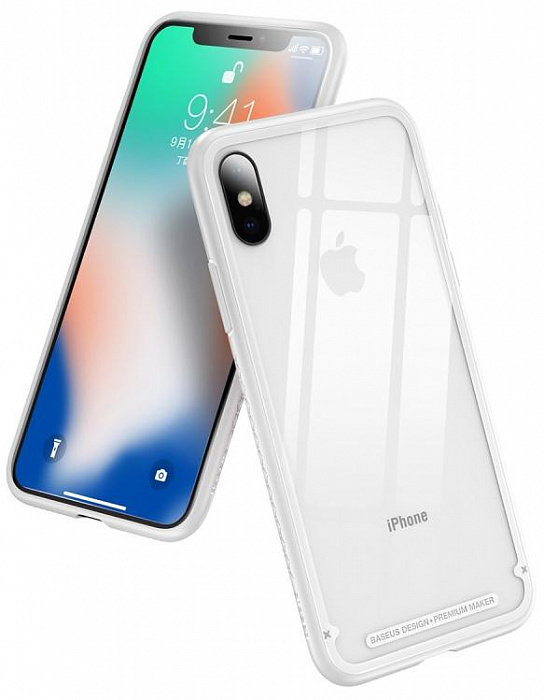 Чехол Baseus See-through Glass для iPhone Xs Max White  Закаленное стекло • Не скрывает дизайн смартфона • Просто надевать