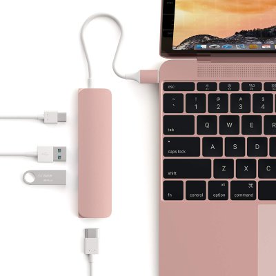 USB-хаб (концентратор) Satechi Aluminum Type-C Slim Multi-Port Adapter 4K Rose Gold для MacBook Pro / Air / iMac / iPad Pro  4 порта: HDMI 1080p + 4K, USB Type-C, 2xUSB 3.0. Прочный алюминиевый корпус.