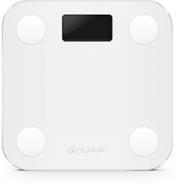 Умные весы YUNMAI mini, белые  Информативный LCD-дисплей • Высокопрочное закаленное стекло • Диагностирование 10 показателей тела • Сохранение персональных данных для 16 пользователей • Bluetooth-подключение • Тонкий корпус, малый размер