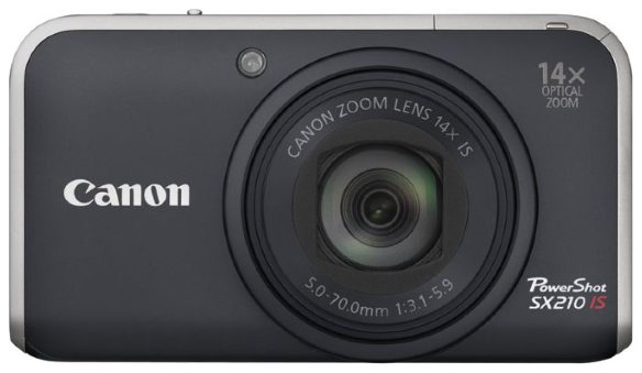 Цифровой фотоаппарат Canon PowerShot SX210 IS Black  Компактная фотокамера • Матрица 14.1 МП (1/2.3") • Оптический зум 14x • Вес камеры 215 г
