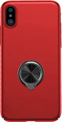 Чехол с кольцом-держателем Baseus Ring Case Red для iPhone X/XS  Двойная защита • Накладки на кнопки • Встроенное металлическое кольцо • Ультратонкий