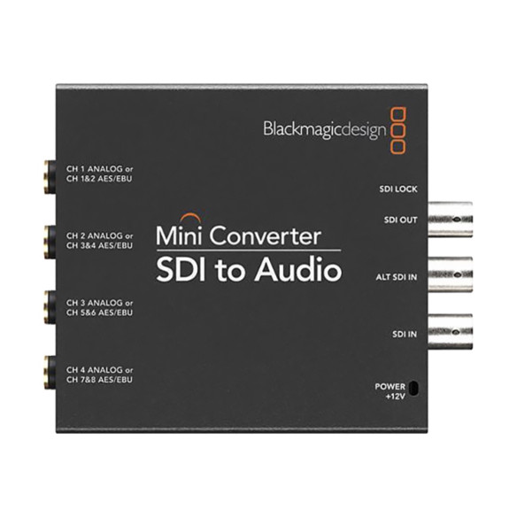 Мини конвертер Blackmagic Mini Converter SDI - Audio  Цветовое пространство RGB, YUV • Питание сетевой адаптер • Мощность (макс) 5.52 Вт • Вход 12-15 В
