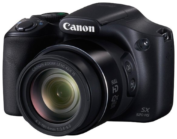 Цифровой фотоаппарат Canon PowerShot SX520 HS  Фотокамера с суперзумом • Матрица 16.8 МП (1/2.3") • Съемка видео Full HD • Оптический зум 42x • Экран 3"