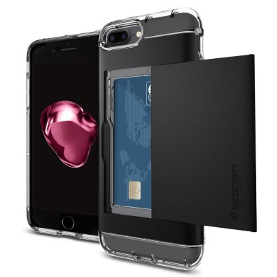 Чехол-визитница Spigen для iPhone 8/7 Plus Crystal Wallet Black 043CS20986  Необычный чехол с отсеком для денег, банковских карт или визиток!